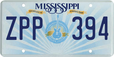 MS license plate ZPP394