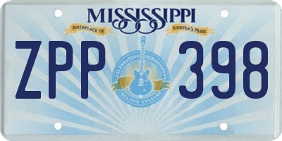MS license plate ZPP398