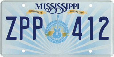 MS license plate ZPP412