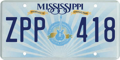 MS license plate ZPP418