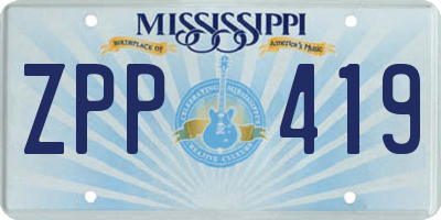 MS license plate ZPP419