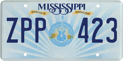MS license plate ZPP423