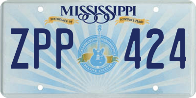 MS license plate ZPP424