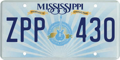 MS license plate ZPP430