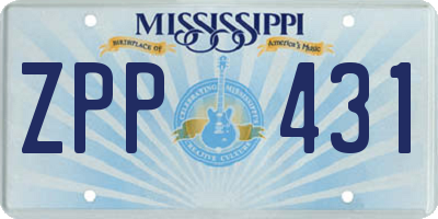 MS license plate ZPP431