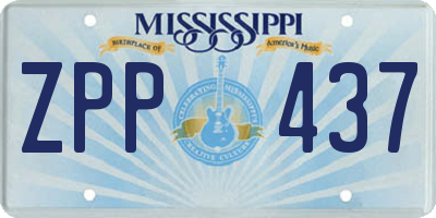 MS license plate ZPP437