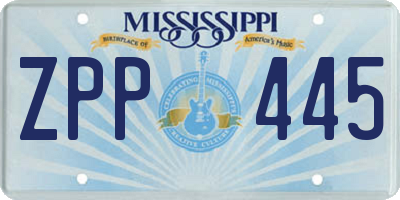 MS license plate ZPP445