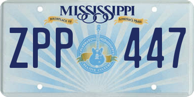 MS license plate ZPP447