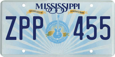 MS license plate ZPP455