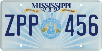 MS license plate ZPP456