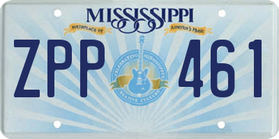 MS license plate ZPP461