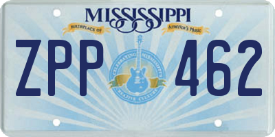 MS license plate ZPP462
