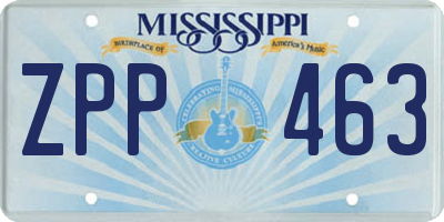 MS license plate ZPP463