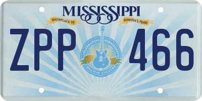MS license plate ZPP466
