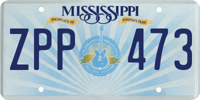MS license plate ZPP473