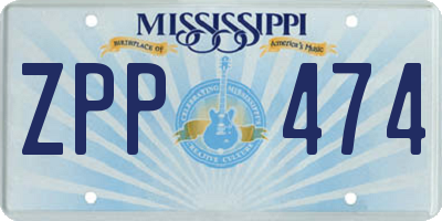 MS license plate ZPP474