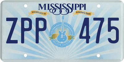 MS license plate ZPP475