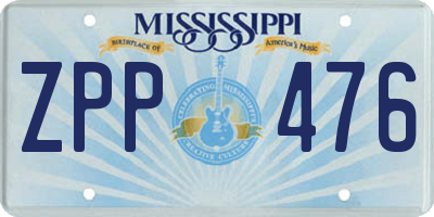 MS license plate ZPP476