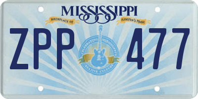 MS license plate ZPP477