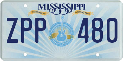 MS license plate ZPP480