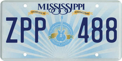 MS license plate ZPP488