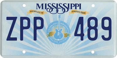 MS license plate ZPP489