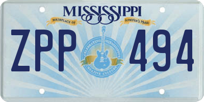MS license plate ZPP494