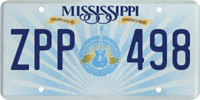 MS license plate ZPP498