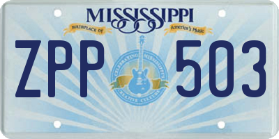 MS license plate ZPP503