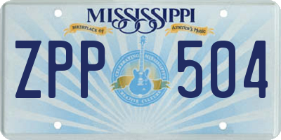 MS license plate ZPP504