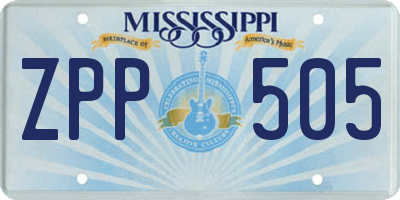 MS license plate ZPP505
