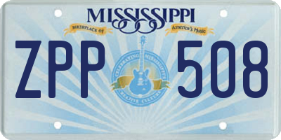 MS license plate ZPP508