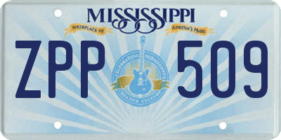 MS license plate ZPP509