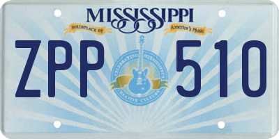 MS license plate ZPP510