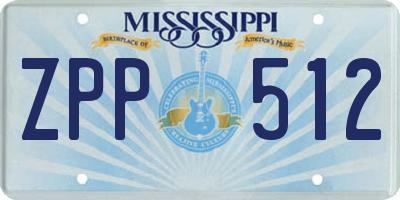 MS license plate ZPP512
