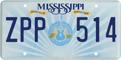 MS license plate ZPP514