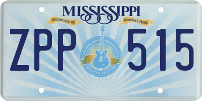 MS license plate ZPP515