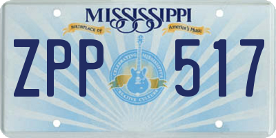 MS license plate ZPP517