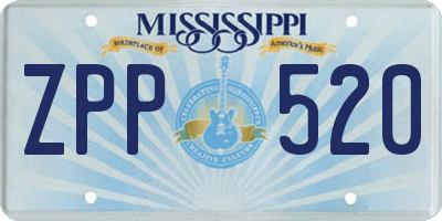 MS license plate ZPP520