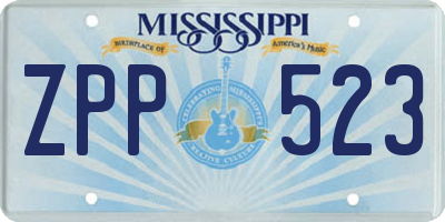 MS license plate ZPP523