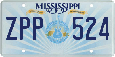 MS license plate ZPP524