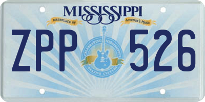 MS license plate ZPP526