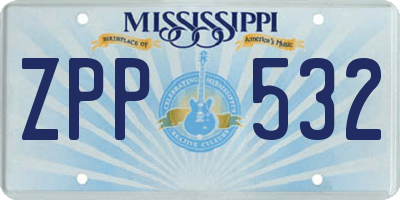 MS license plate ZPP532