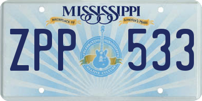 MS license plate ZPP533