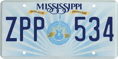 MS license plate ZPP534