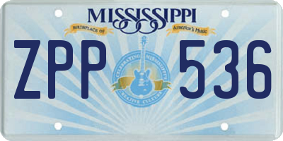 MS license plate ZPP536