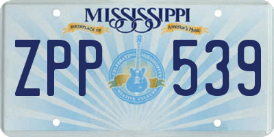 MS license plate ZPP539