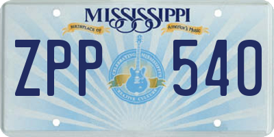 MS license plate ZPP540