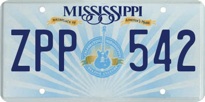 MS license plate ZPP542
