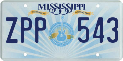 MS license plate ZPP543